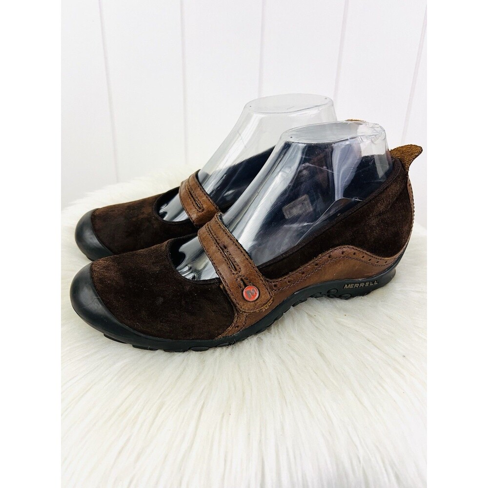 Merrell Womens Plaza Bandeau Mary Jane Shoes Espresso Brown Suede Leather Size 8